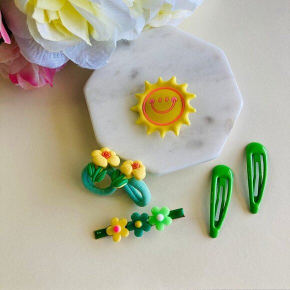 Cute Set 6 PCs Green Hair Clips for Girls & Toddler Snap Clips Barrettes Gift - Picture 5 of 6